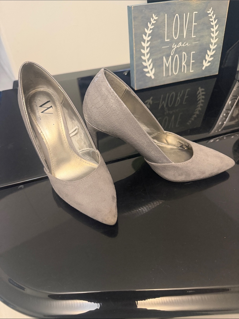 Worthington Taupe Suede Pointed Toe Pumps